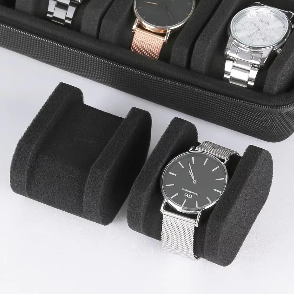Durable 6/8/10/12/15 Slots Watch Box Hard Shockproof Watch Case EVA Zipper Closure Watch Display Holder for Travel