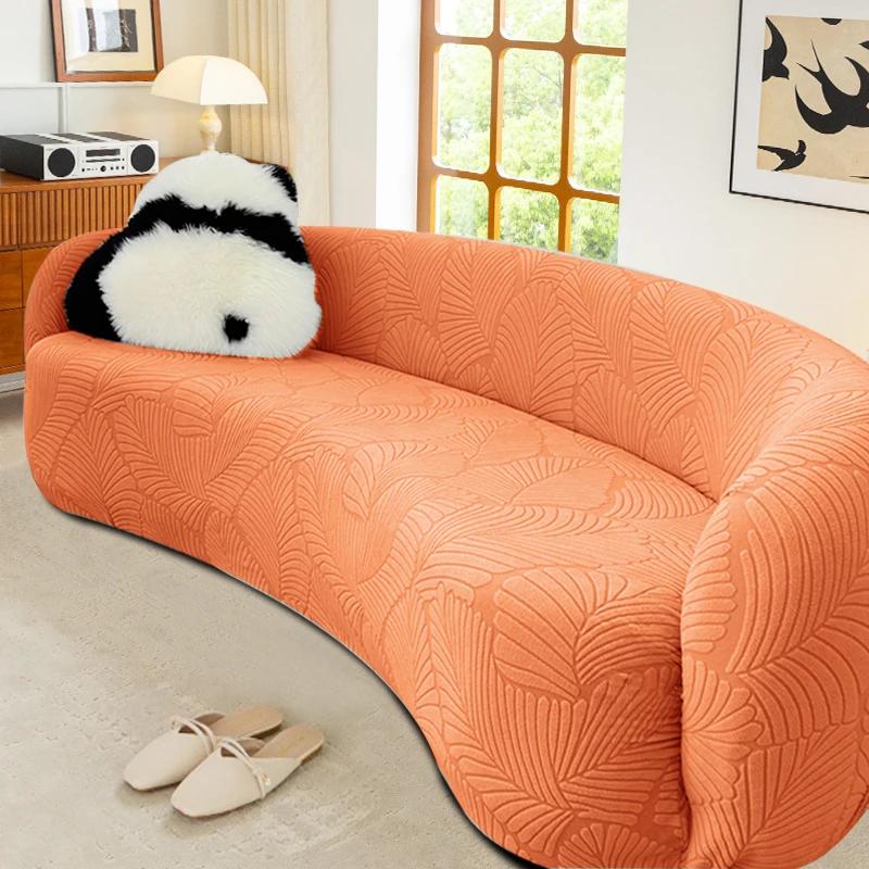 

Shaped Semi-Circular Curved Sofa Cover Stretch Semi Circle Curved Couch Slipcover for Living Room, Washable Couch Slipcover S 90-140cm