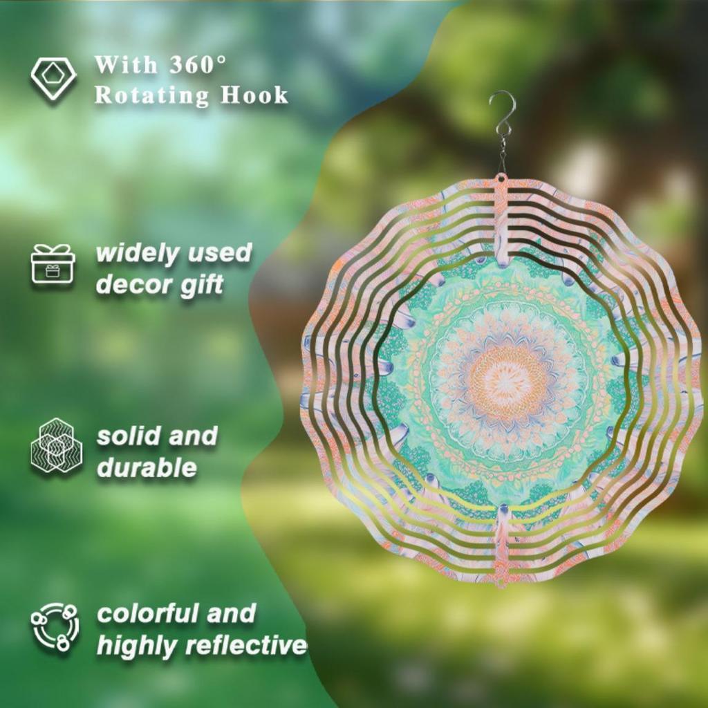 Vibrant Mandala Wind Chime 10 Inch Colorful Metal Garden Decor for All Seasons Durable Outdoor Hanging Wind Chimes Perfect Gift for Friends and Family