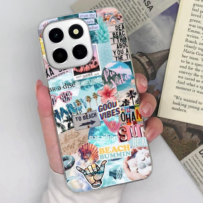 For Huawei 400 Pro Honor X8c X6c X7a X8a Phone Covers Popular Sun Pattern Screen ProtectorTransparent TPU Dustproof Protection Case For Huawei Housing