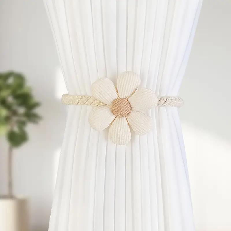 2PCS Flower Curtain Magnetic Tie Rope Backs Holdbacks Buckle Clips Accessory Rods Accessoires Hook Holder Home Decorations