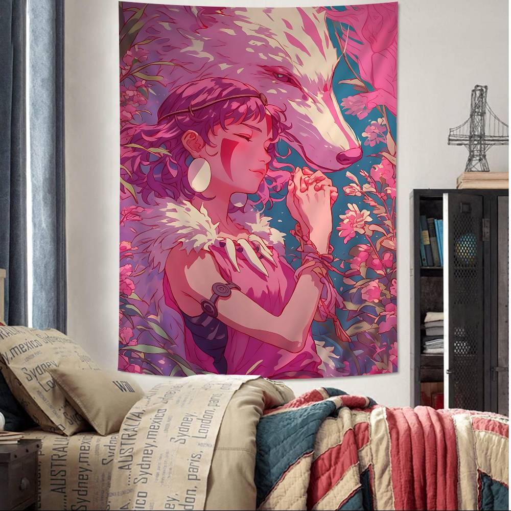 PPrincess MMononoke Anime Hippie Wall Hanging Tapestries Art Science Fiction Room Home Decor Kawaii Room Decor