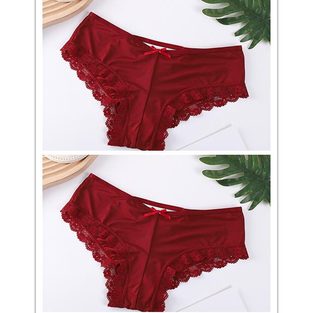2pcs/lot Crossed Triangle Panties for Women's Sexy Lace Edge Pantie Mid Waist Bow Women Underwear
