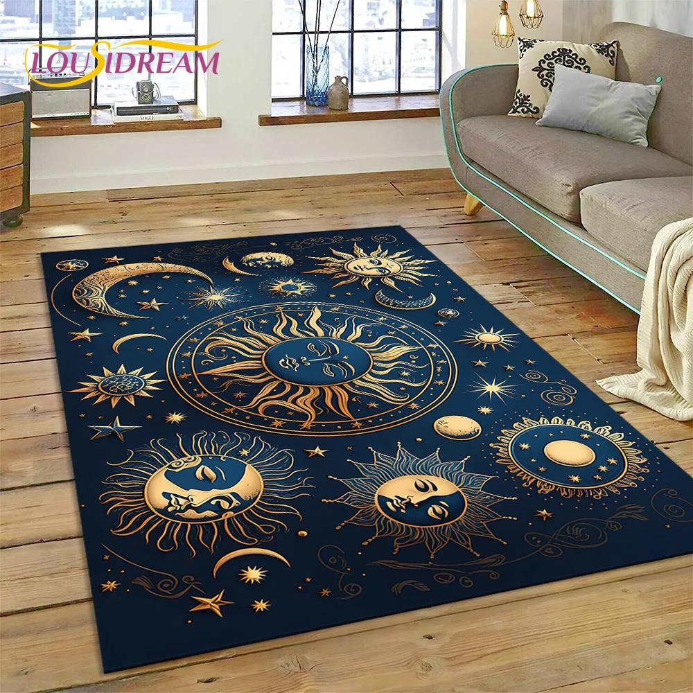 Sun Moon Mandala Magic Witchcraft Tarot Carpet Rug for Home Living Room Bedroom Sofa Doormat Decor,Area Rug Non-slip Floor Mat