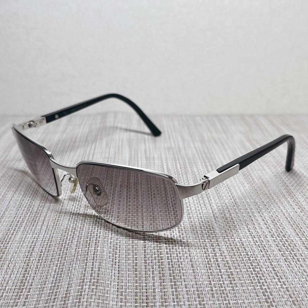 Used [Good Condition/with Case] Cartier Sunglasses Silver Side Logo