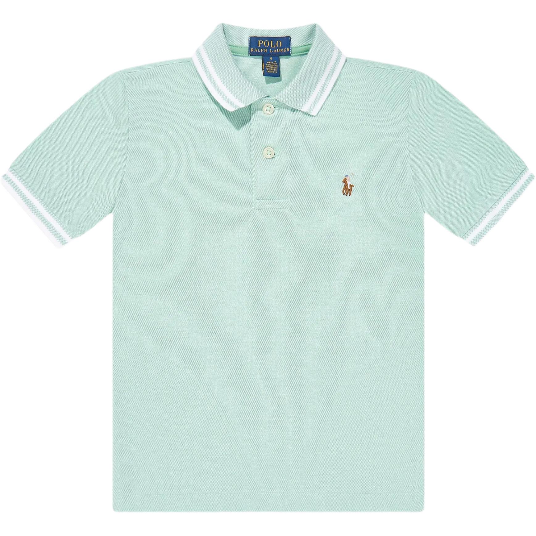 

Polo Ralph Lauren Рубашка поло с вышивкой пони и полосатой отделкой Детские топы Мятно-зеленый 323966130-003 L