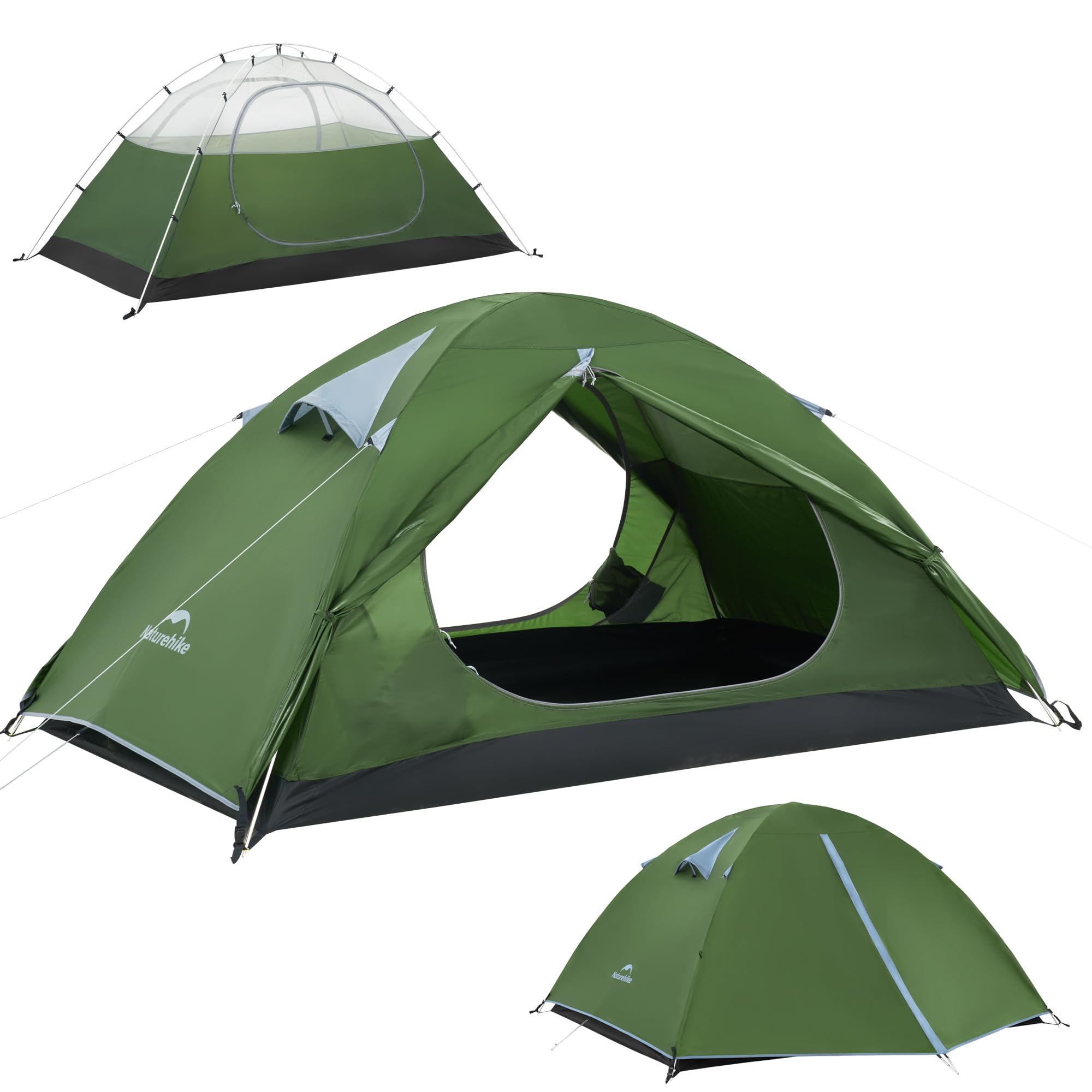 Официальный магазин Naturehike Тип А 3-местная палатка, Зеленая, зелёный