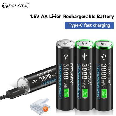 1.5V AA Lithium Ion Rechargerable Battery Micro USB Fast Charging AA Batteri+Type-C Cable For Keyboard Remote Control Toy