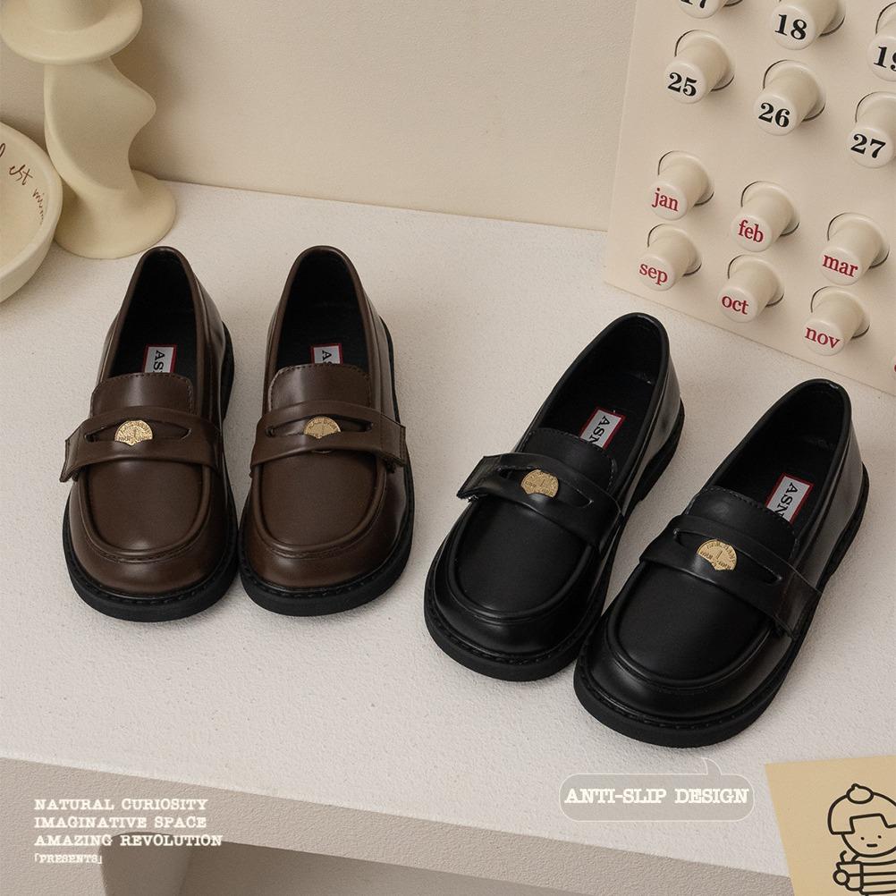 Mokasyny dziecięce Wiosna i Jesień Buty do występów dla dziewcząt Retro Styl Kolegialny Skórzane buty