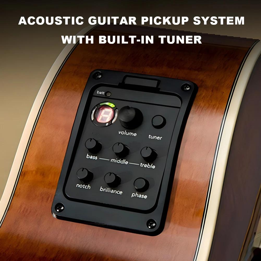 201 Piezo-Tonabnehmer Akustikgitarre Vorverstärker 4-Band Akustikgitarre Tonabnehmer Vorverstärker EQ Tuner Mikrofon-Mischung Vorverstärker für Fishman Presys+