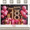2D 18th Birthday Pink Diamond Crown Backdrop for Girls Party