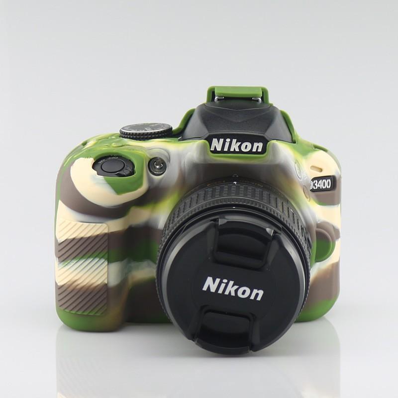 Silicone Camera Case Nikon D3400 DSLR Shockproof Lightweight Anti-Slip Protective Cover In Yellow Black Red Camo