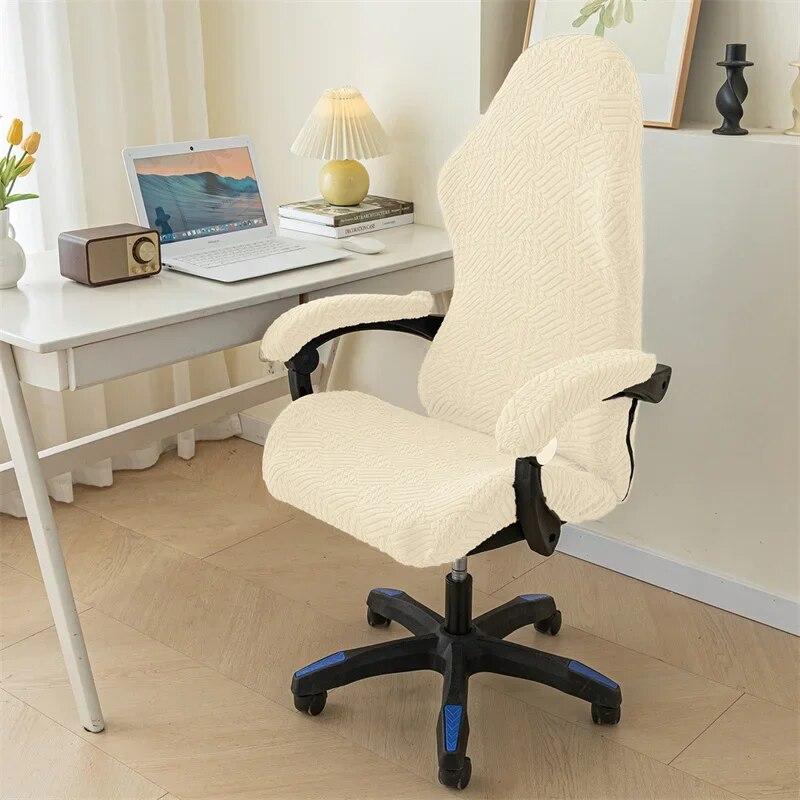 1 Set Jacquard Elastic Gaming Chair Cover Washable Computer Chair Seat Case Soild Color Office Chair Protector Armrest Covers