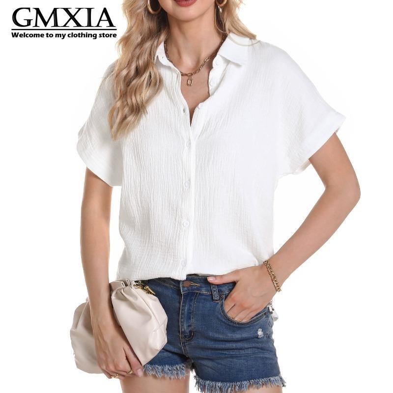 

GMXIA Женская мода Повседневный Однотонный Принт Короткий Рукав Воротник ПОЛО Досуг Блузки и Рубашки S