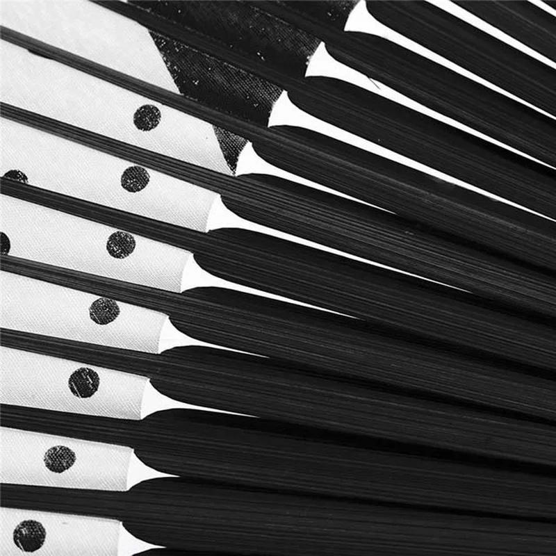 Cartoon Cat Painted Folding Fan Retro Bamboo Silk Hand Fan Craft Home Decoration