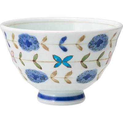 Hasami Ware Issei Pottery Lightweight Rice Bowl Rice Bowl Large Blume Blue Made In Japan 20417
