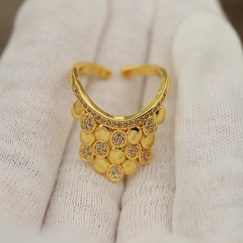 New Sight Accessories Zirconia Metal Beads Open Rings for Women Luxury Crystal Waterdrop Wedding Engagement Rings