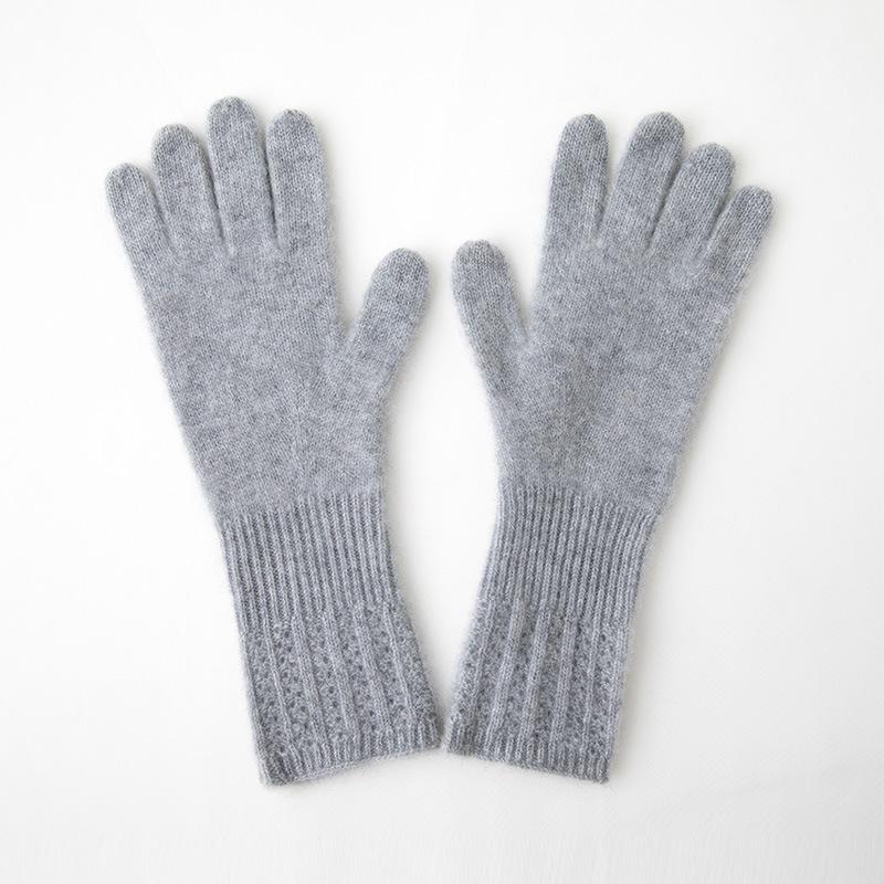 

Soft and Glutinous Cashmere New Autumn and Winter Women s Warm Gloves Long and Sweet Style Solid Color Jacquard Knitted Gloves One size