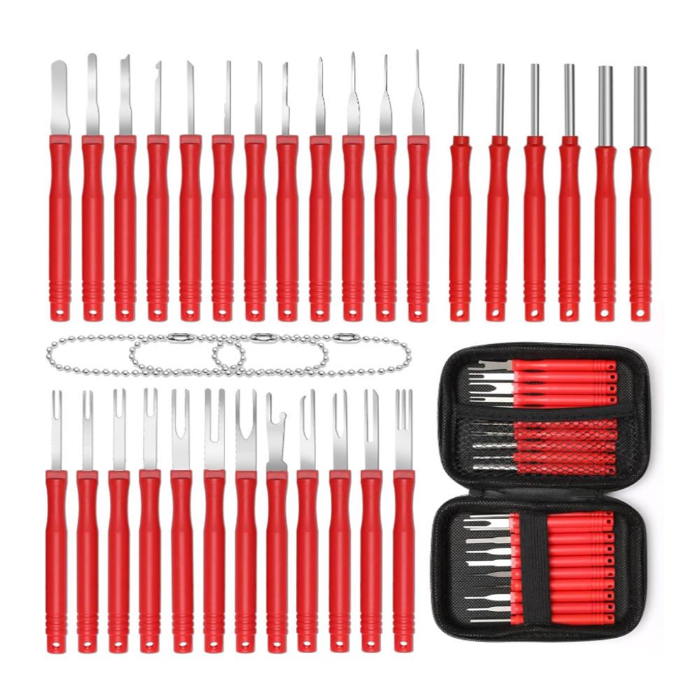 34pcs Terminal Removal Tool Electrical Wire Connector Repair Terminal Car Electrical Wire Crimp Connector Pin Extractor