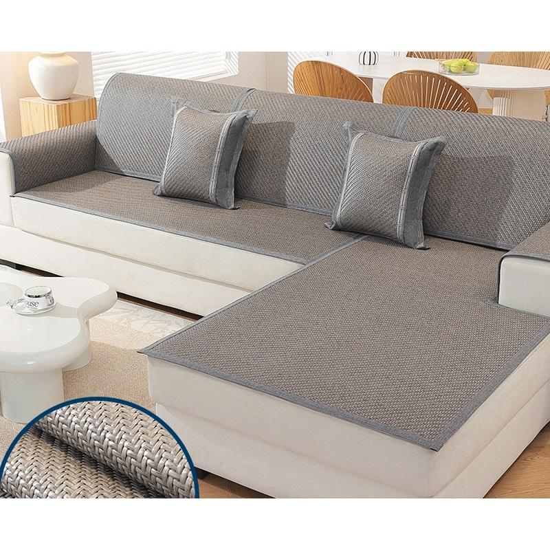Summer Sofa Cover Cushion Pad Cooling Mat Rattan Seat Ice Silk Non Slip Universal Chaise Lounge Sofa Protector