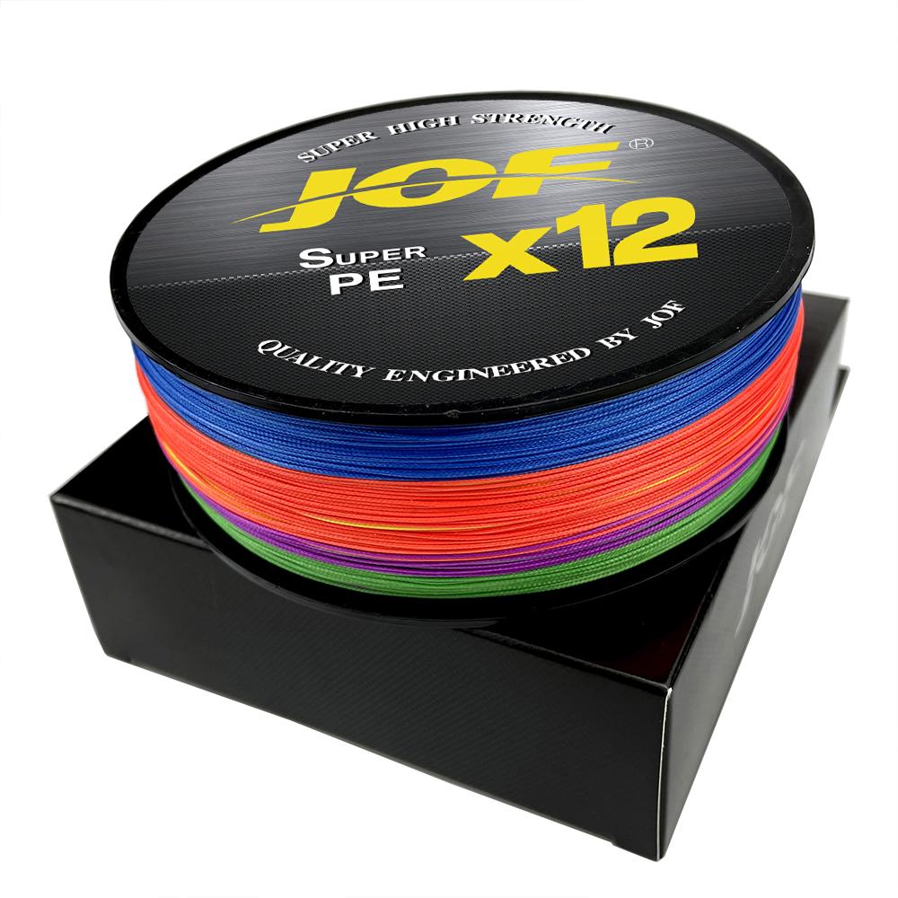 JOF X12 Linee da Pesca Intrecciate Migliorate Multifilamento PE Super Resistente a 12 Fili 100M 300M 500M 25LB 30LB 39LB 50LB 65LB 92LB
