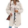 New Women's Winter Long Plush Coat, Lapel Open Button Loose Commute Elegant Overcoat for European American