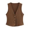 Vest Top for Women Vintage Tank Crop Top V Neck Button Down Waistcoat Retro