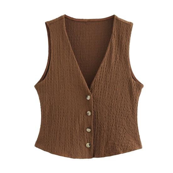 Vest Top for Women Vintage Tank Crop Top V Neck Button Down Waistcoat Retro