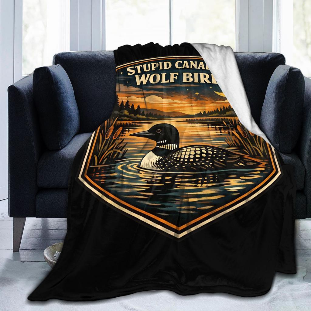 Funny Stupid Canadian Wolf Bird Blankets Fleece Heated Rivalry Breathable Thin Throw Blanket for Home Outdoor Bedding Throws