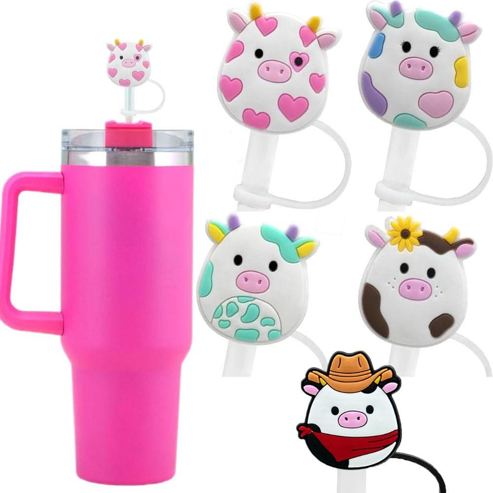 Dust-proof Straw Topper 10mm Straw Plug Reusable Cow Straw Cover  Party