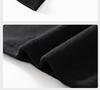 Women's Black V-neck Long-sleeve Slim-fit Thermal T-shirt with Velvet for Autumn/Winter