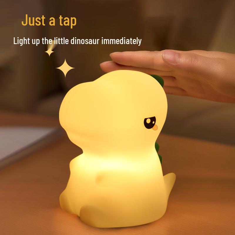 Cute Dinosaur LED Night Light - Silicone Tap Light & Creative Birthday Gift for Kids