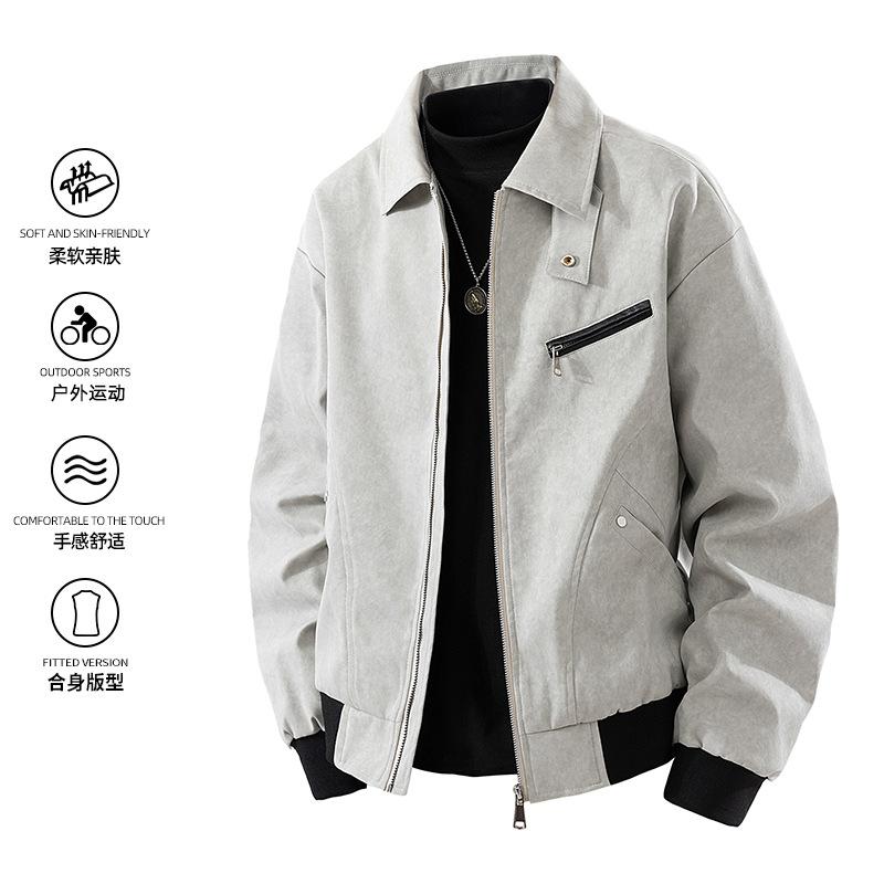Jacket Men's Lapel Season Contrasting Colors Early Spring Couple Casual Loose Men's Coat