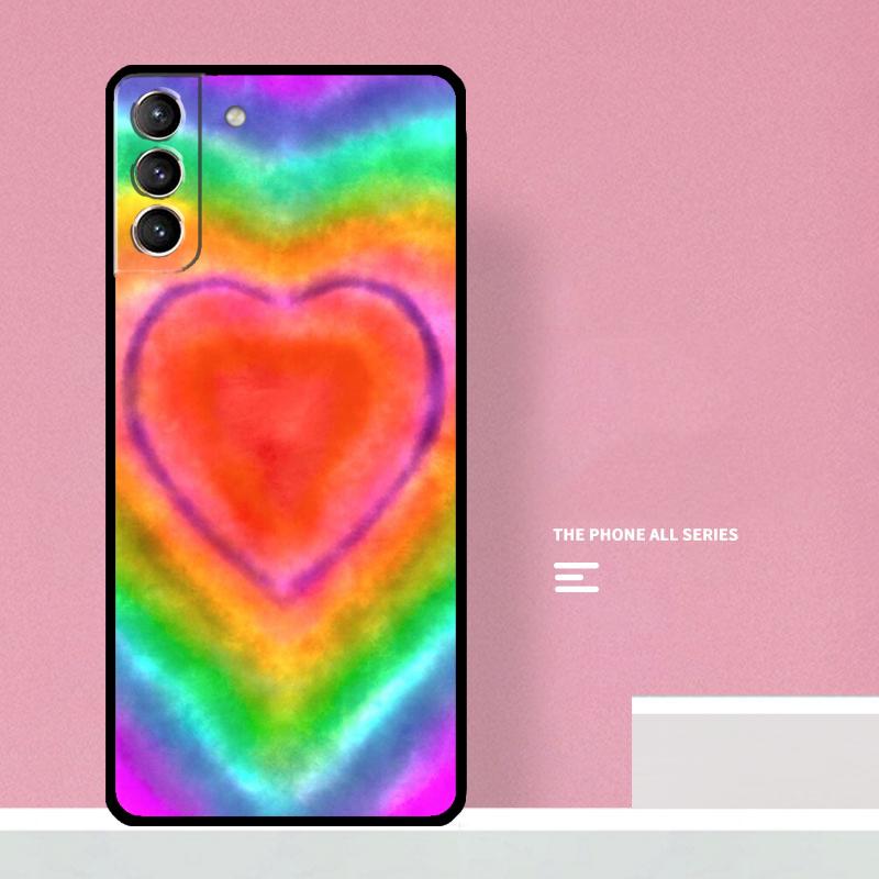 Heart Tie Dye Phone Case For Samsung Galaxy S26 S23 Ultra S20 S21 S22 S24 S25 Plus S10 S25 FE Cover Coque