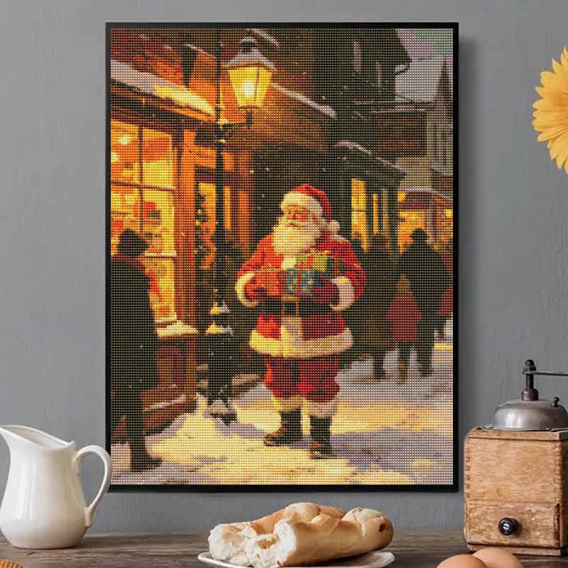 DIY 5D Diamond Painting Canvas Christmas Santa Full Drill Art Kit Easy Creative Craft for Beginners Home Decor and Gift Present
