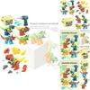 Boys' Dinosaur Building Blocks Set With Electric Drill Abs Material Enhances Emotional Visual And Intellectual Development