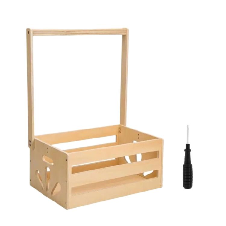 

Wooden Baby Clothes Organiser Basket Easy Assembly Long Handle Wood Storage Crate Handmade Gift For New Parents