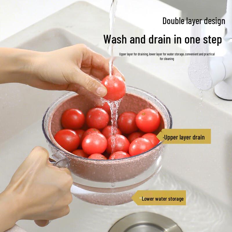 Multi-functional Double-Layer Rice & Produce Draining Basket
