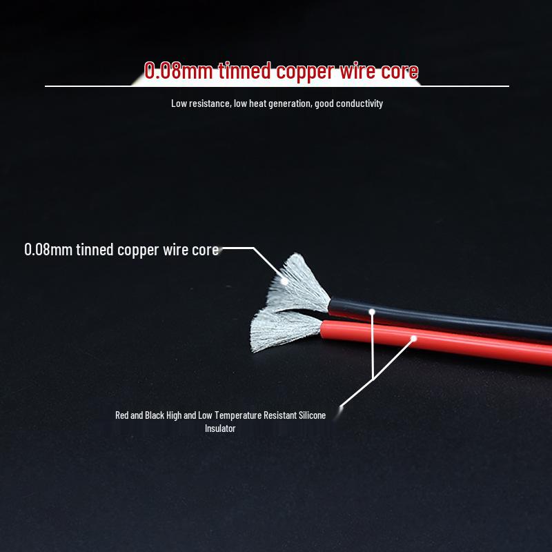 Extra Soft High-Temp Silicone Wire, Red/Black, Double Stranded, 26-12 AWG