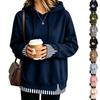Women's Casual Long Sleeve Sweatshirt with Striped and Plaid Patchwork, Loose Fit, Two-Piece Look