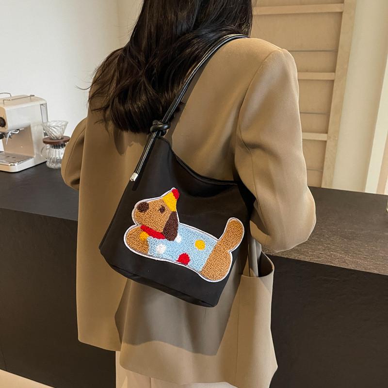 Trendy Midi Bucket Bag Chic Aesthetic Design Soft Canvas For Everyday Style