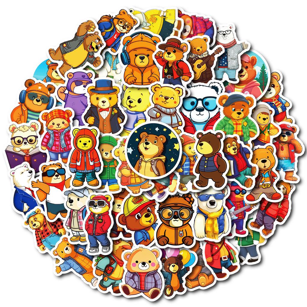 50PCS Cartoon Cute Hand Drawn Cuckoo Bears Graffiti Stickers for Bicycle Pencil Case Decals BulingBulingStickers Store