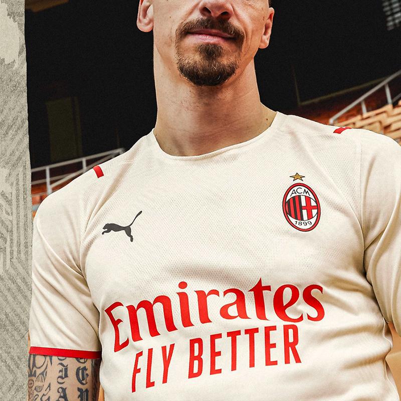 Puma Season 21-22 AC Milan Away Fan Edition Football Match Short Sleeve Jersey Men Tops Off-White 759127-02
