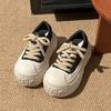 Korean version of platform muffin shoes women's 2025 autumn new big head shell head lace-up small man height increase casual board shoes