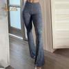 Women Yoga Pants High Waist Flared Leg Wide Leggings Solid Color Elastic Waistband Sport Pants Daily Wear