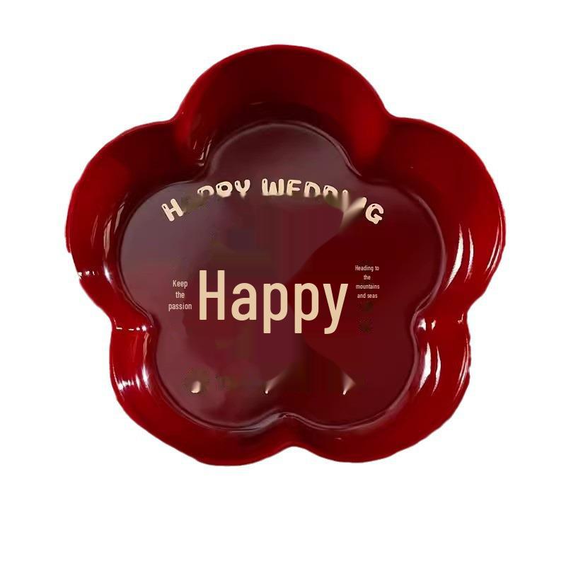 Red Festive Wedding Candy & Dried Fruit Plate for Engagement or Living Room