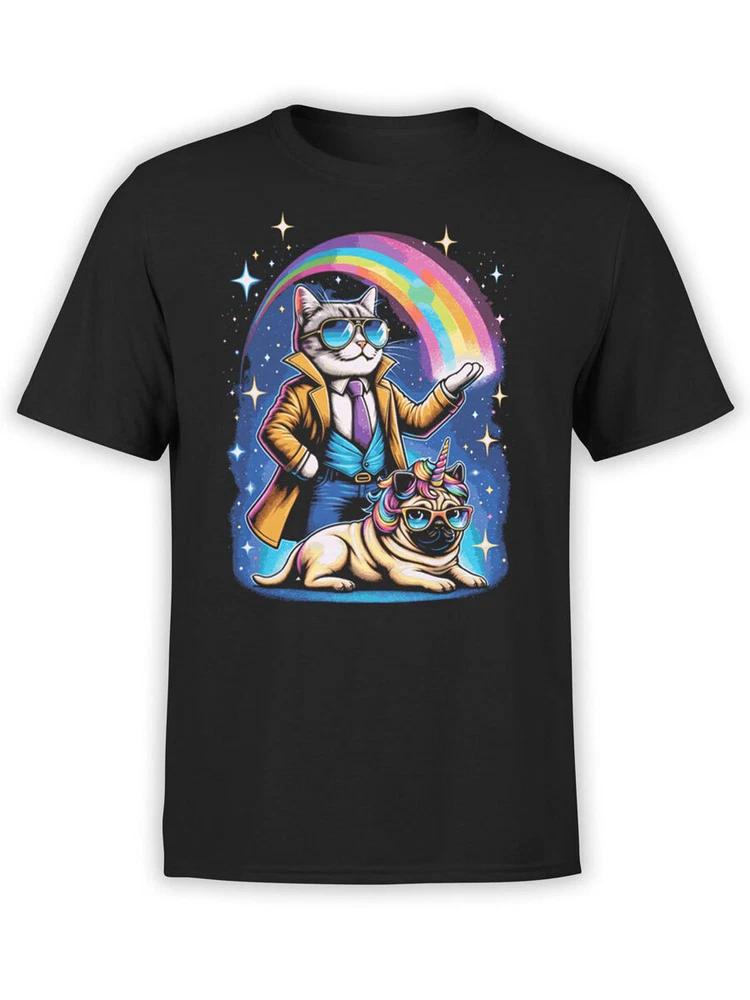 Unisex Tshirts Cat And Pug Tshirt 100 Cotton S