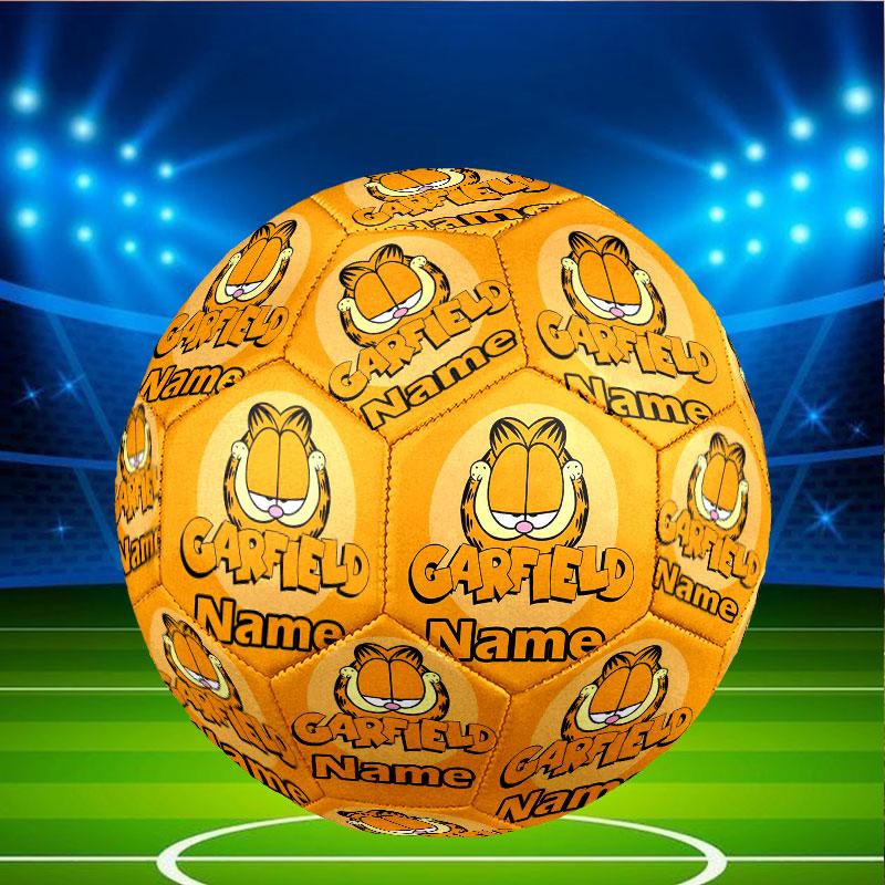 Custom Name Personalized Garfield Print Size 5 Soccer Ball Training & Match Football, for Team, Kicking, Gift for Football Enthusiasts