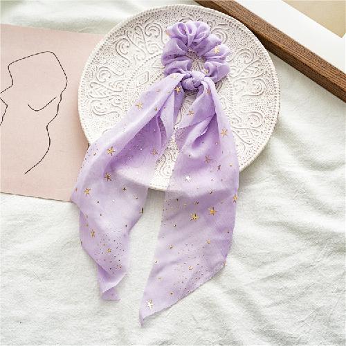 Spring and summer new chiffon star ponytail streamer large intestine ring hair accessories female tie hair ring spot
