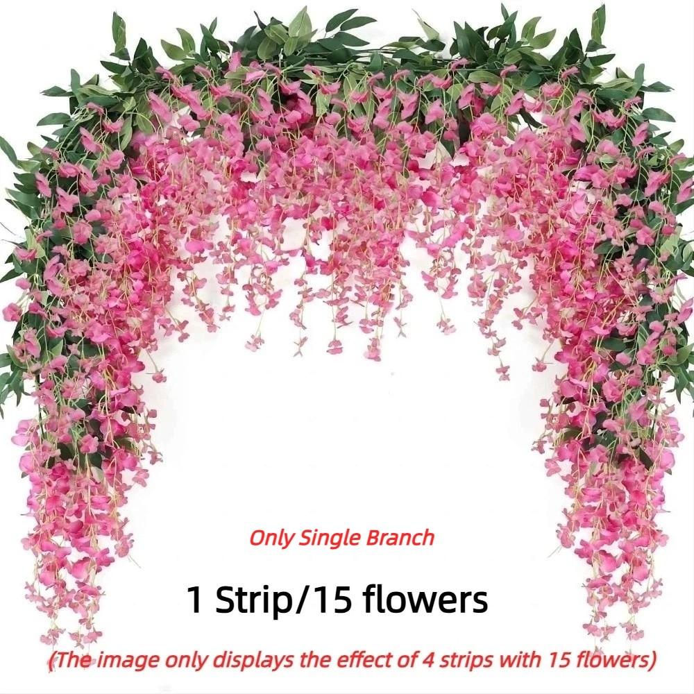 

1 Strip/15 Flowers Faux Wisteria Flower Single Branch Handmade Wisteria Wreath Simulated Flower String For Wedding Arches красный